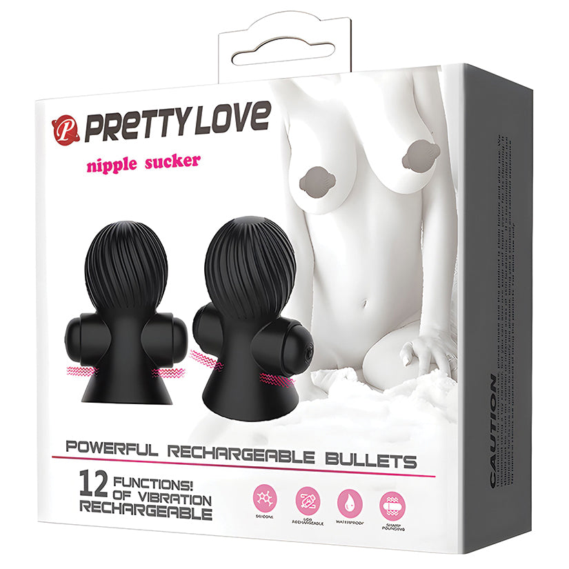 Pretty Love Rechargeable Nipple Suckers-Black--Toys 4 Daddy-Toys 4 Daddy