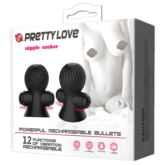 Pretty Love Rechargeable Nipple Suckers-Black--Toys 4 Daddy-Toys 4 Daddy