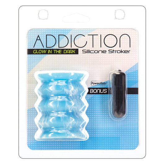 Addiction Silicone Stroker Glow in the Dark-Blue - rr7vz0-aa.myshopify.com