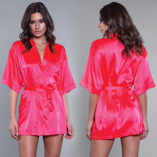 BeWicked Satin Robe-Hot Pink 1X-Hanging - rr7vz0-aa.myshopify.com