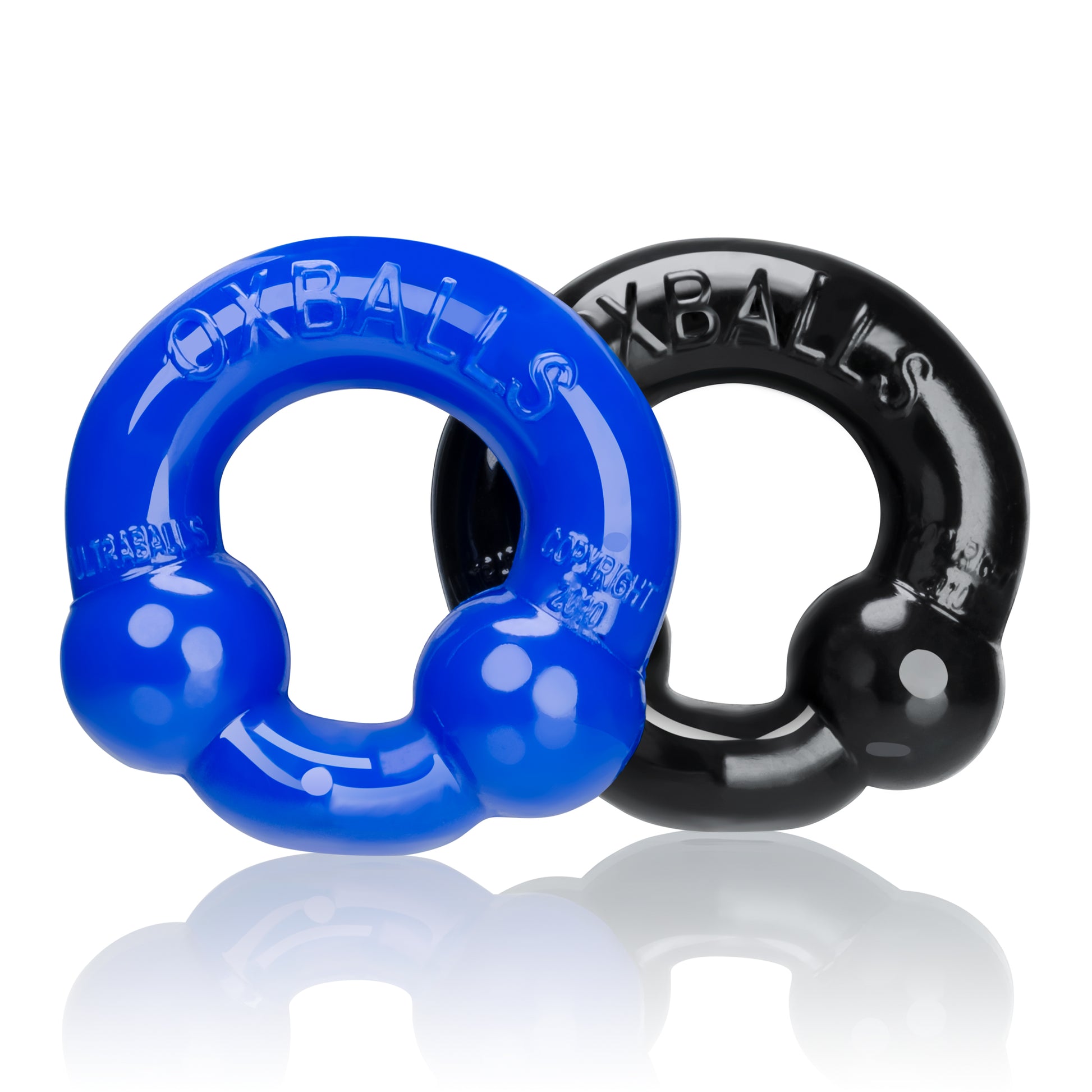 "Ultraballs 2- Piece Cockring Set - Black & Police Blue OX-3010-BPB"