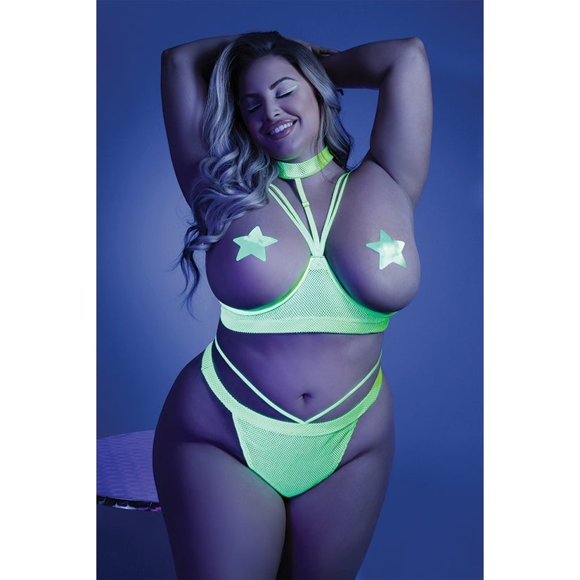 Fantasy Lingerie Glow Double Take Open Cup Bra & Thong-Neon Green Queen-Boxed - rr7vz0-aa.myshopify.com