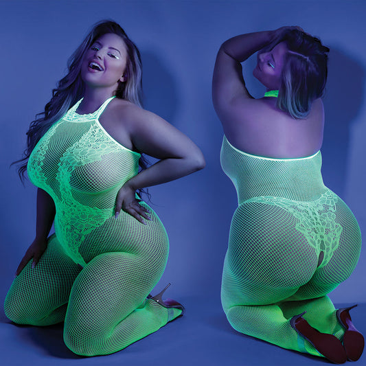 Fantasy Lingerie Glow Moonbeam Crotchless Bodystocking-Neon Green Queen-Boxed - rr7vz0-aa.myshopify.com