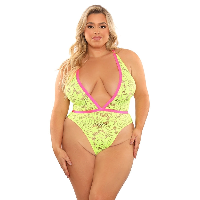 Fantasy Lingerie Glow Spotlight Contrast Elastic Lace Teddy-Neon Green QUEEN - rr7vz0-aa.myshopify.com