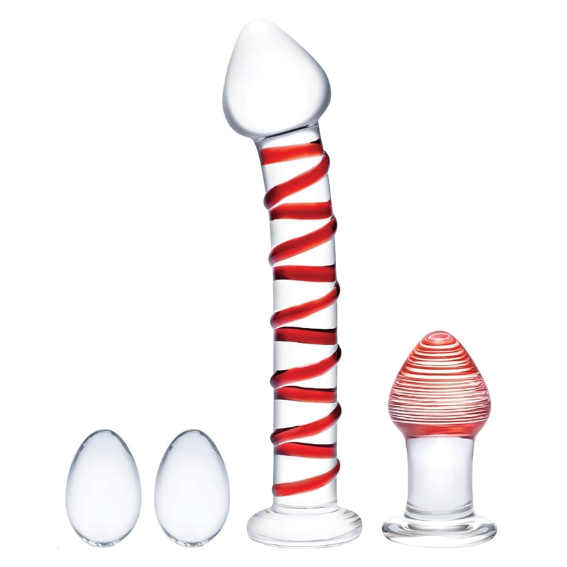 Glass 4pc Mr Swirly Set with Glass Kegal Balls & Butt Plug 3.25 - rr7vz0-aa.myshopify.com