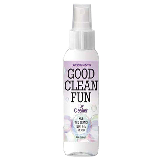 Good Clean Fun Toy Cleaner-Lavender 2oz is a specially formulated spray designed to keep your personal pleasure products germ and bacteria-free. It offers a lightly scented Lavender option and is safe for all types of personal pleasure products. This 2.3..