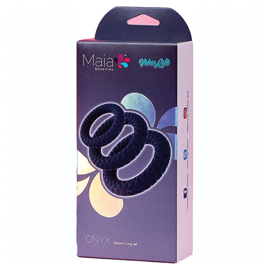 Maia Onyx Silicone Ring Set of 3 - rr7vz0-aa.myshopify.com