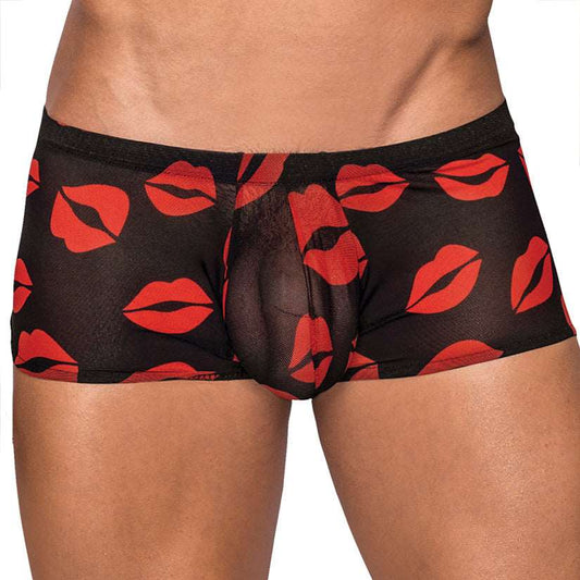 Male Power Kiss Me Mini Shorts-Black Large-Boxed