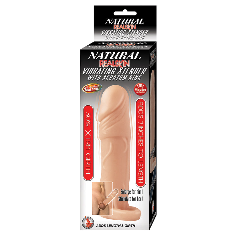 Natural Realskin Vibrating Xtender With Scrotum Ring-White - rr7vz0-aa.myshopify.com