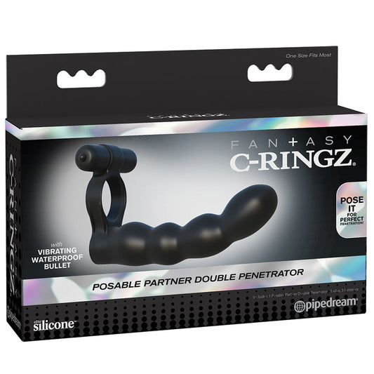 Fantasy C-Ringz Posable Partner Double Penetrator-Black - rr7vz0-aa.myshopify.com