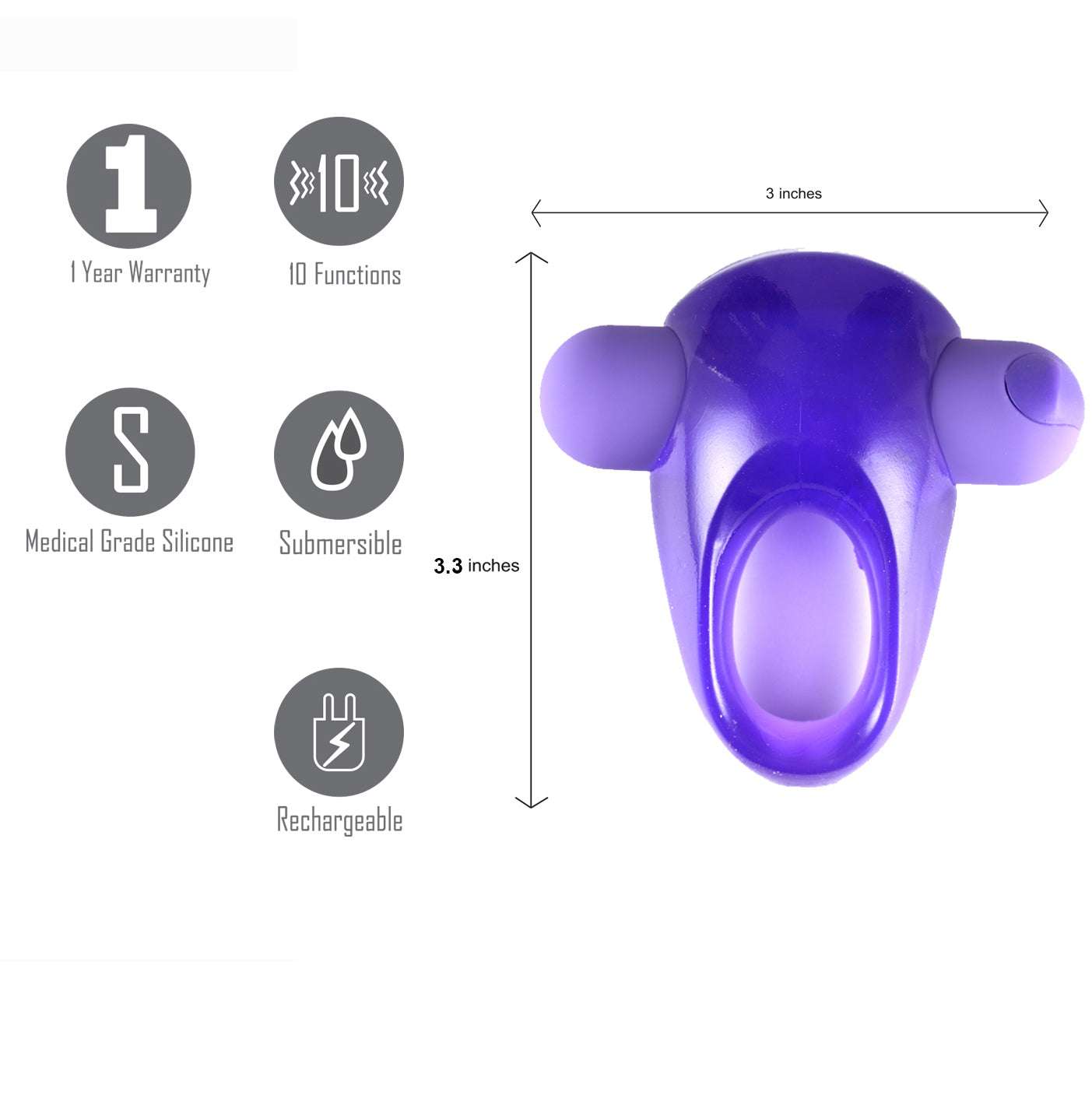 Casey Vibrating Erection Enhancer Ring - Purple