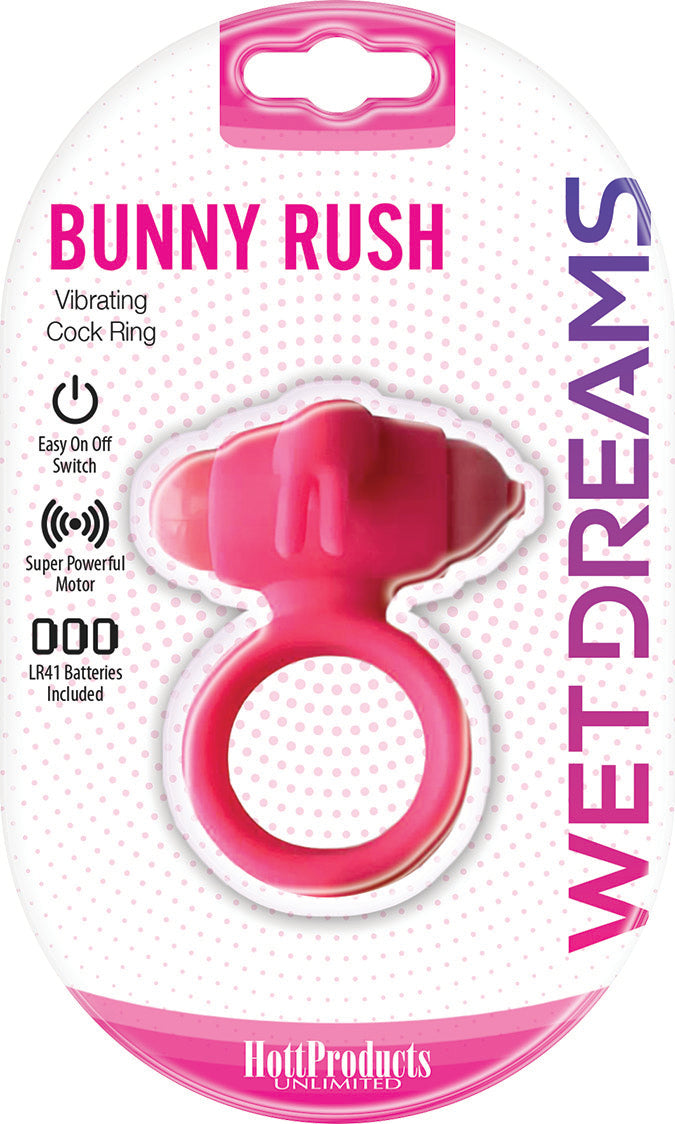 "Wet Dreams - Bunny Buster Cock Ring With Turbo Bunny Motor - Pink HTP3268"