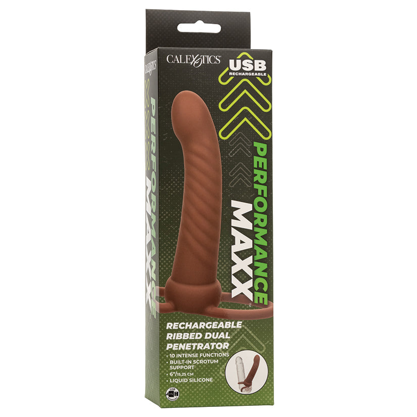 Performance Maxx Rechargeable Ribbed Dual Penetrator-Brown - rr7vz0-aa.myshopify.com