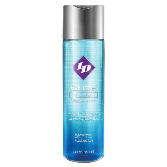 Introducing ID Glide Natural Feel Lubricant 4.4oz, a premium water-based lubricant for enhanced intimacy. Experience exceptional sensual moments with your partner or solo, reducing stress and increasing pleasure. Compatible with toys, this versatile lubr..