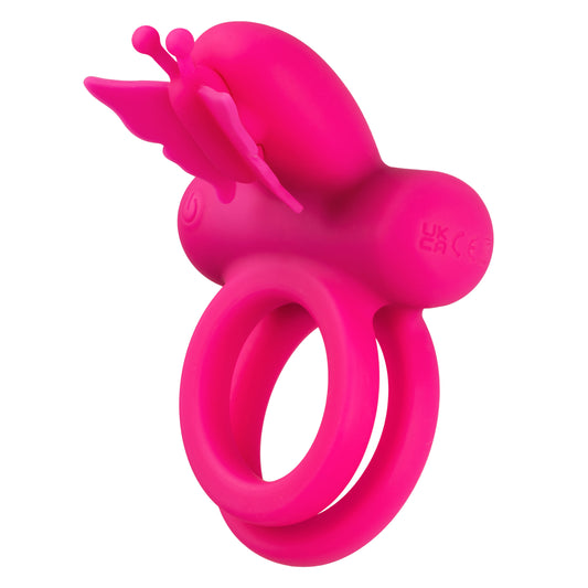 "Silicone Rechargeable Dual Butterfly Ring - Pink SE1843353"