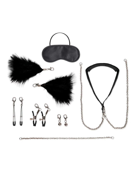 "12 Pc Interchangeable Collar and Nipple Clips Set - Black EL-LF1812"